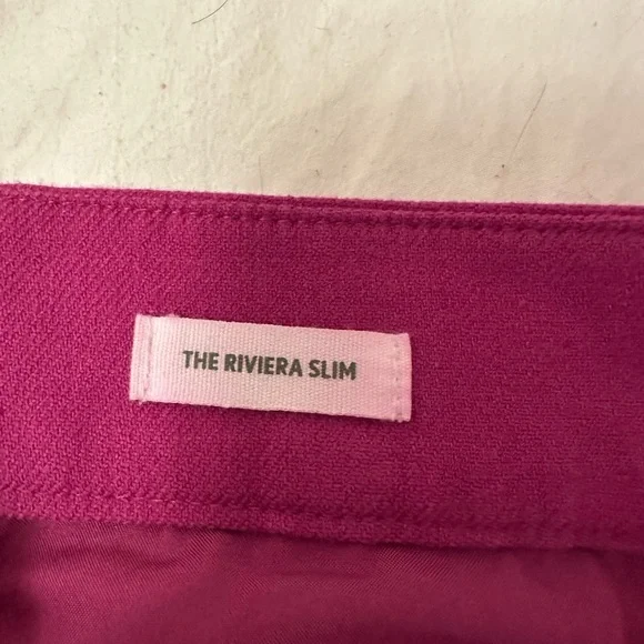 LOFT Petite 6P Riviera Linen Blend Slim Pants in Magenta - Picture 4 of 6